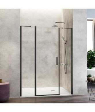 Paroi de douche avant noire 2 fixes + 1 porte avant Nardi