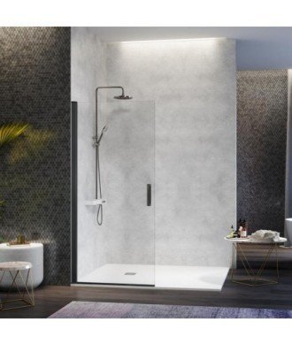 Paroi de douche noir avec un vantail rabattable sans fermeture Nardi