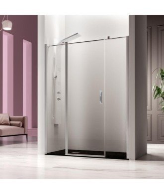 Paroi de douche avec porte centrale pliante et barre parallèle Nardi