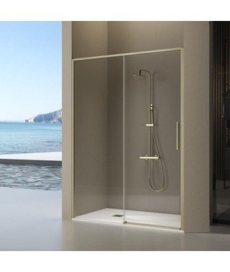 Paroi de douche fixe et coulissante en or brossé Delta | DE102