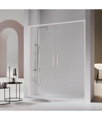 Façade de douche 2 fixes et 2 coulissantes blanc mat | Melonbath