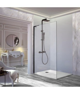 Paroi de douche fixe noire Fresh