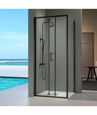 Paravent de salle de bain rectangulaire noir pliable Prisma