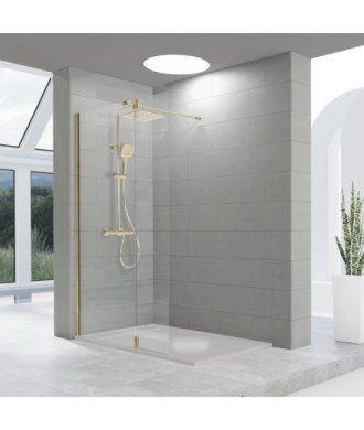 Paroi de douche or brossé fixe et pivotante Tutti