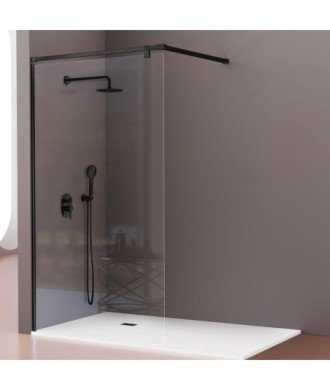 Paroi de salle de bain fixe noire Fresh Salomón | barre à 90 degrés