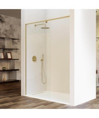 Paroi de douche fixe or brossé fresh Salomon | Barre parallèle