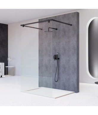 Paravent de salle de bain fixe noir Salomón Fresh | 2 barres à 90 degrés