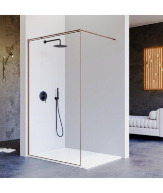 Paroi de douche fixe bronze brossé Fresh Arena | Barre en L