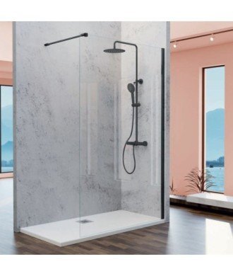 Paroi de douche noire avec un seul panneau fixe Fresh