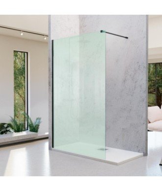 Paroi de douche fixe noire en verre maté Fresh