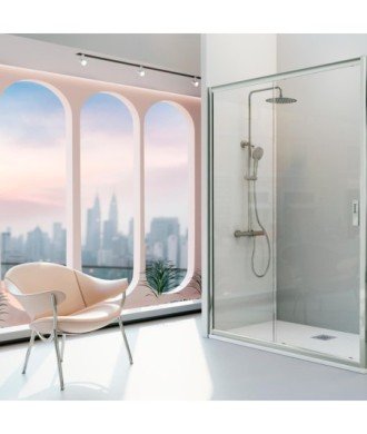 Paroi de douche compacte fixe + porte coulissante Siena