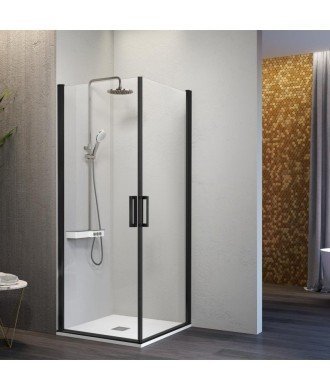 Paroi de douche angulaire pivotante noire Nardi