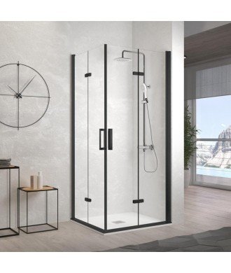 Paroi de douche angulaire pliant noir Nardi