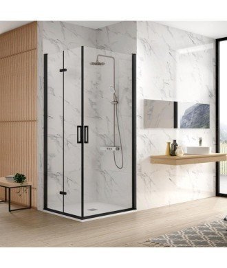 Paroi de douche noir angulaire rabattable et pivotante noire Nardi