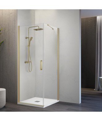 Paroi de douche rectangulaire pivotante or brossé Nardi