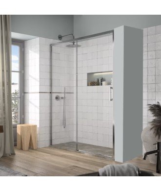 Paroi de douche fixe plus porte coulissante Yoko | Modèle YK602