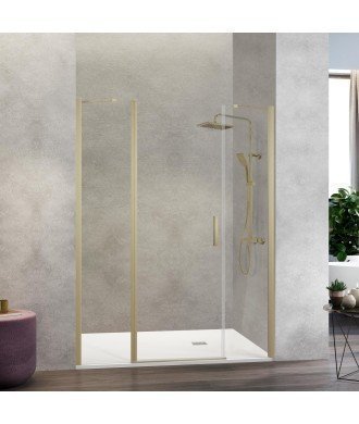 Paroi de douche avant oro brossé 2 fixes + 1 porte avant Nardi