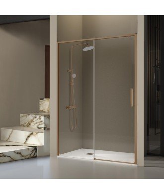 Paroi de douche fixe et coulissante en bronze brossé Delta | DE102 39