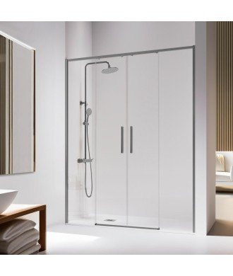 Façade de douche 2 fixes et 2 coulissantes gun metal | Melonbath