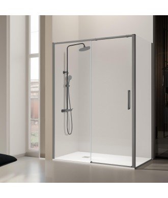 Paravent coulissant rectangulaire plus côté fixe Delta | gun metal