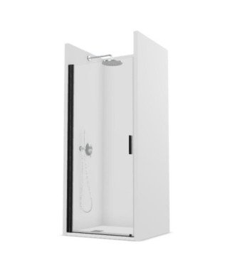 Paroi de douche noire avec porte battante Hada plus
