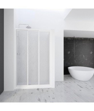 Paroi de douche 3 coulissante en acrylique blanc Demi