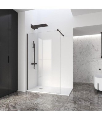 Paroi de douche fixe noir mat Fado