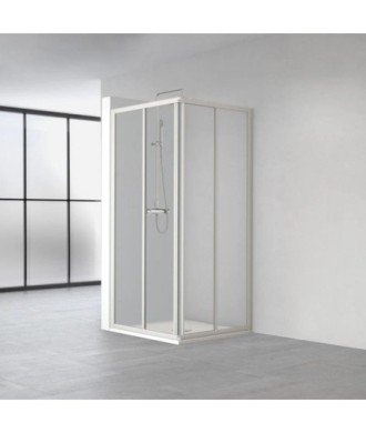 Paroi de douche d'angle coulissante blanc brillant Aurum
