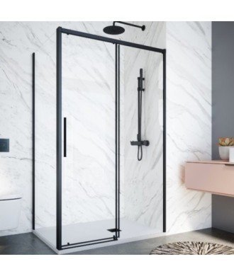 Paroi de douche coulissante rectangulaire Salma en noir