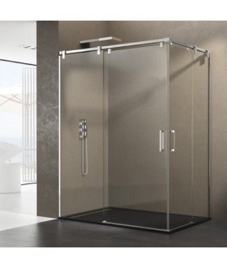 Paroi de douche angulaire en acier avec 2 fixes et 2 coulissantes Futura
