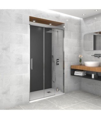Paroi de douche frontal avec 1 vantail fixe plus 2 coulissants Trio