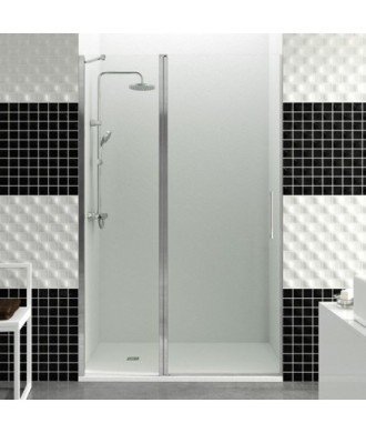 Paroi de douche avec 1 porte fixe et 1 porte pliante ouverte