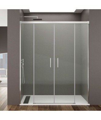 Paroi de douche frontale avec 2 portes fixes et 2 portes coulissantes Basic