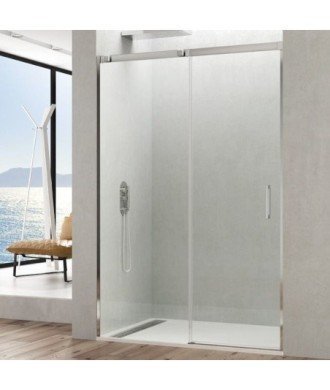 Paroi de douche avant en acier 1 fixe et 1 coulissant Temple