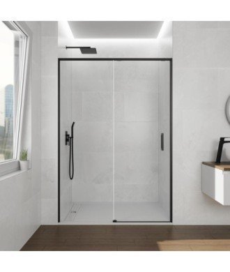 Paroi de douche fixe et coulissante noire mate Twenty