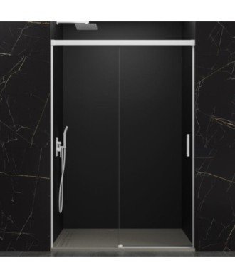 Paroi de douche blanche avec 1 façade fixe et 1 façade coulissante Basic