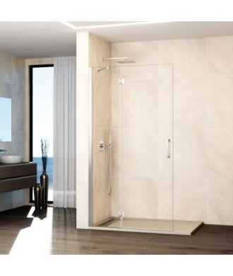 Paroi de douche 1 fixe plus 1 pivotant sans fermeture Verre Glass