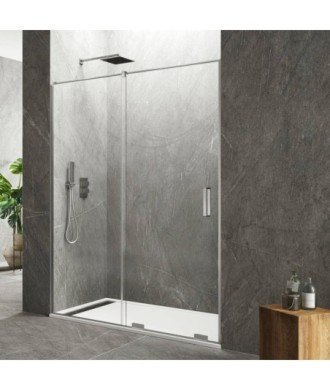 Paroi de douche fixe et coulissant avec barre parallèle Kenna