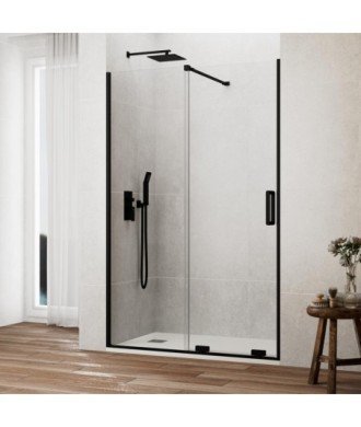 Paroi de douche noir un fixe et un coulissant Kenna