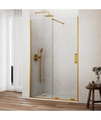 Paroi de douche frontal en or brossé 1 fixe et 1 coulissant Kenna