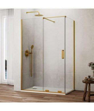 Paroi de douche coulissant rectangulaire Kenna en or brossé