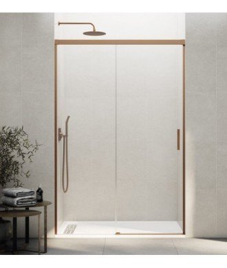 Paroi de douche en cuivre, 1 fixe et 1 coulissante Basic