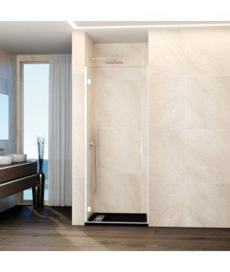 Paroi de douche avec 1 porte pliante blanc mat Glass