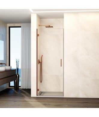 Paroi de douche avec 1 porte battante et charnières en cuivre Glass
