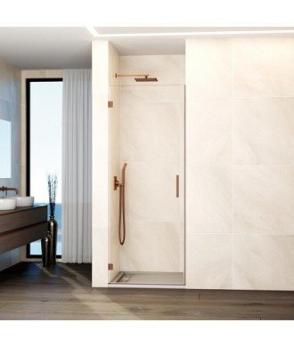 Paroi de douche 1 porte avec charnières murales en cuivre Glass