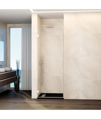 Paroi de douche 1 porte en verre blanc mat,à charnières à fixation murale