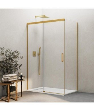 Paroi de douche rectangulaire basique en or brossé
