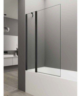 Paroi de baignoire noire 1 fixe + 1 porte battante Open