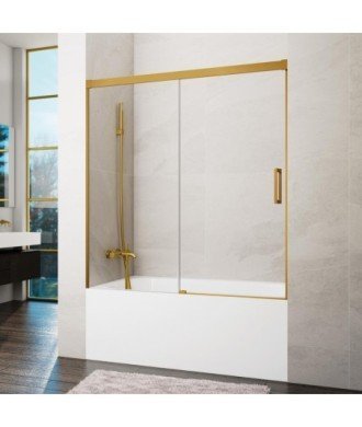 Pare-baignoire or brossé 1 fixe + 1 coulissant Basic