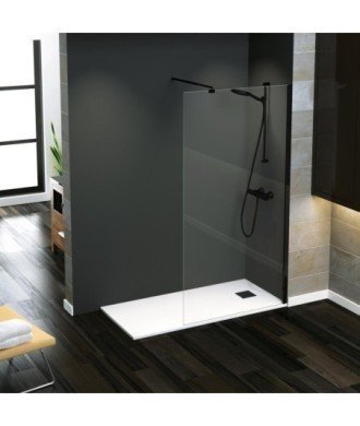 Paroi de douche fixe 6 mm en noir mat Rimini